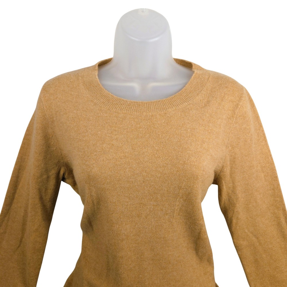 J. Crew Women Camel Tan 100% Cashmere Crewneck Long Sleeve Sweater Medium